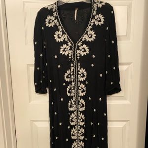 Free People black embroidered maxi dress
